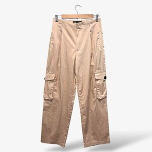 Zara Wide Leg Pants Gold Satin Cargo Utility High Waist, Size S